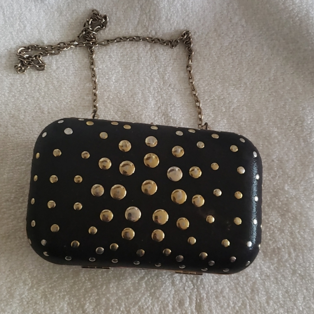 Studded Hardcase Mini Clutch with Chain